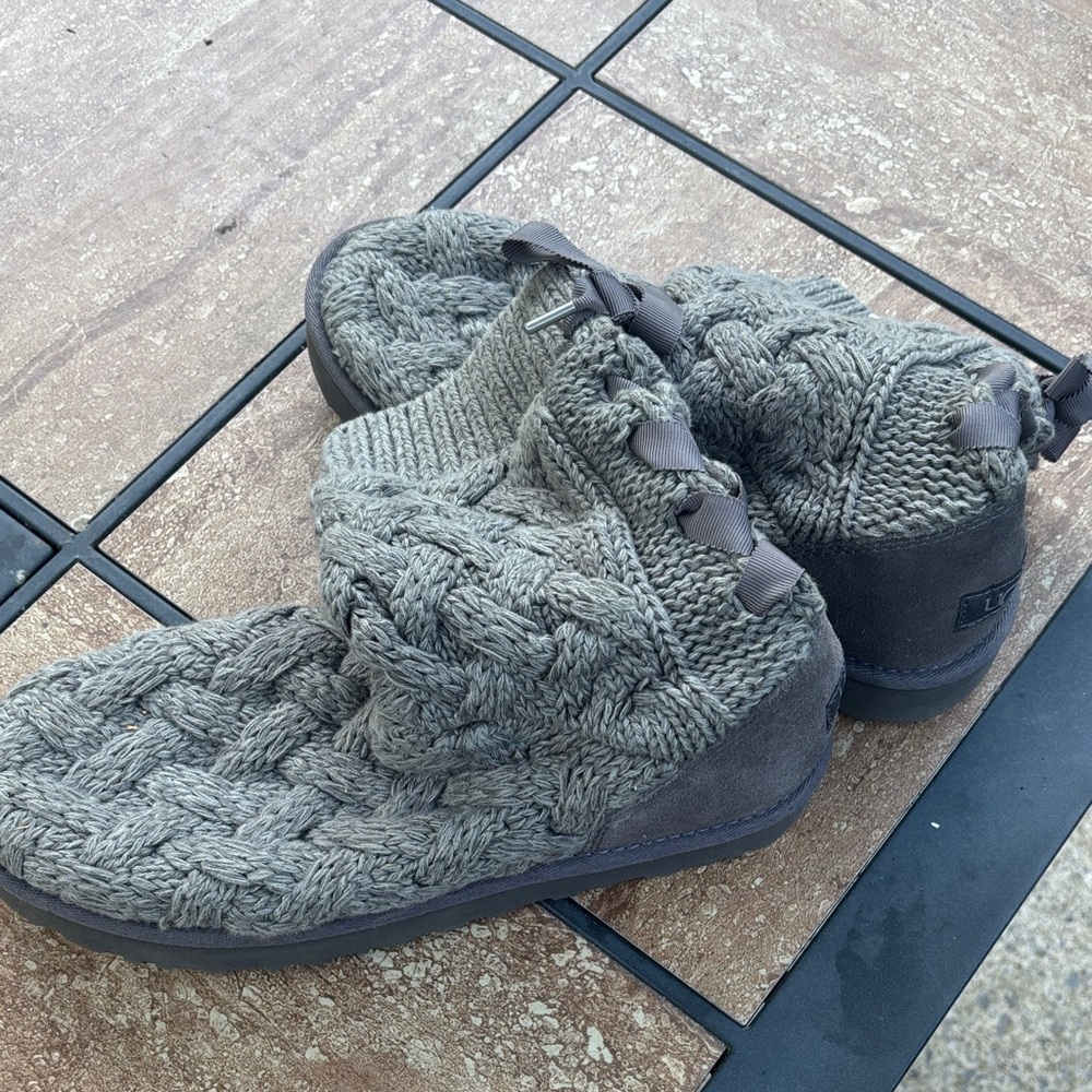 UGG Cozy Knit Ankle Boot Slippers - Olive Gray